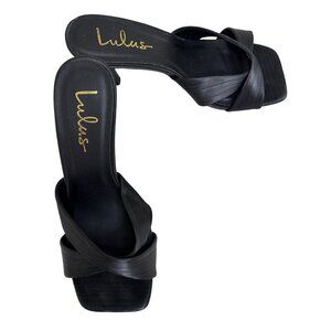 Lulus Womens Black Crisscross Heeled Sandals Size 7